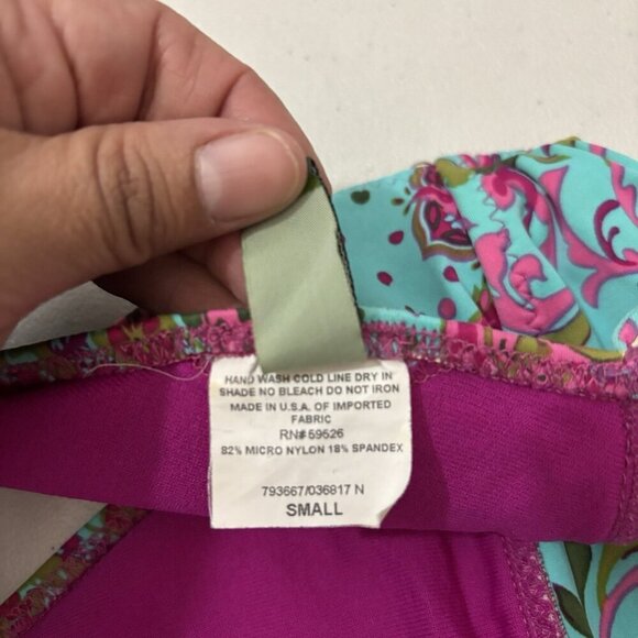 Becca 2 Piece Turquoise Swimsuit Embelished Top Size Small Bottom Size Large - Picture 11 of 13